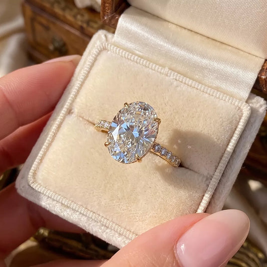 Oval Cut Zircon Ring in Gold - women's ring