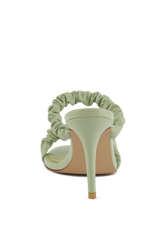 Ruched Strap Stiletto Sandals