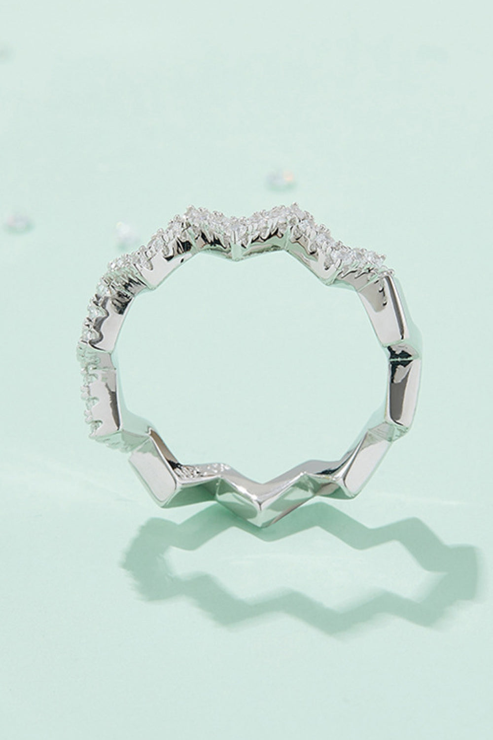 Moissanite Wavy Band Ring in Silver - women's band ring