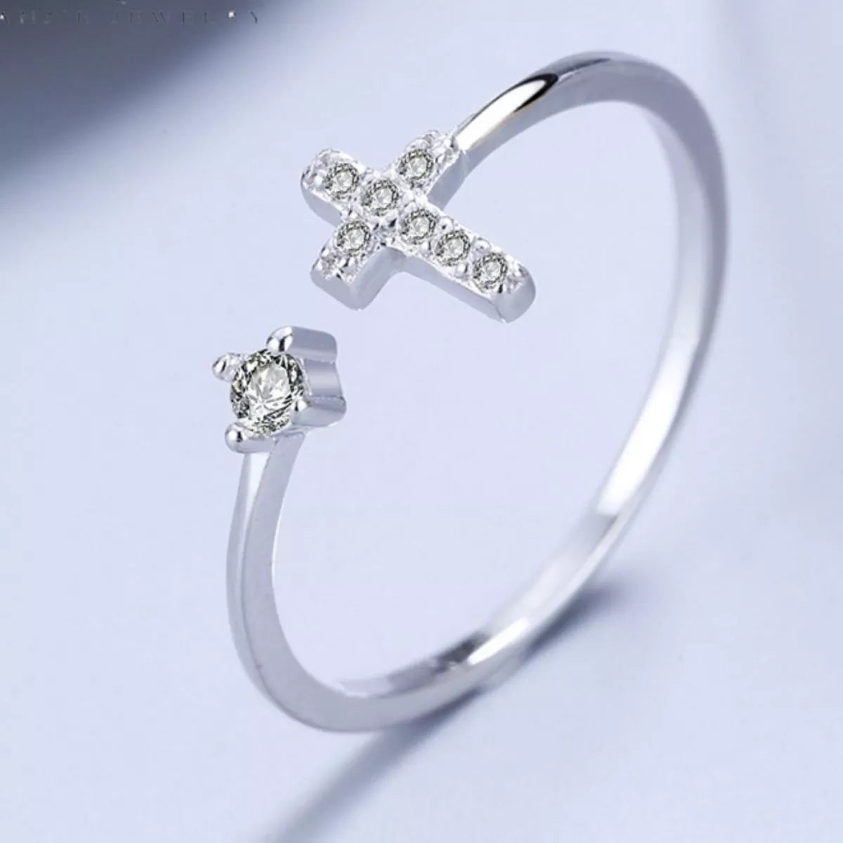 Adjustable Open Cross Ring - alternate ring view