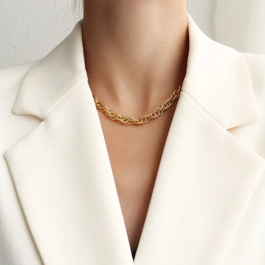 Titanium Steel Chain Necklace in Gold - women's chain necklace