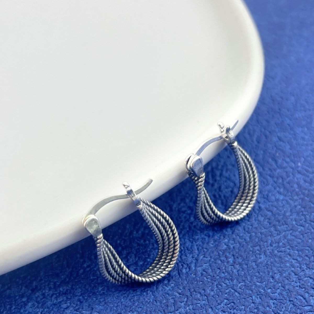Sterling Silver Hoop Earrings - alternate earring view