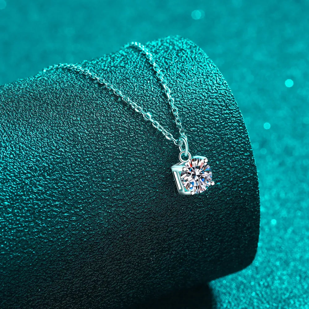 1 Carat Moissanite Sterling Silver Necklace - alternate necklace view