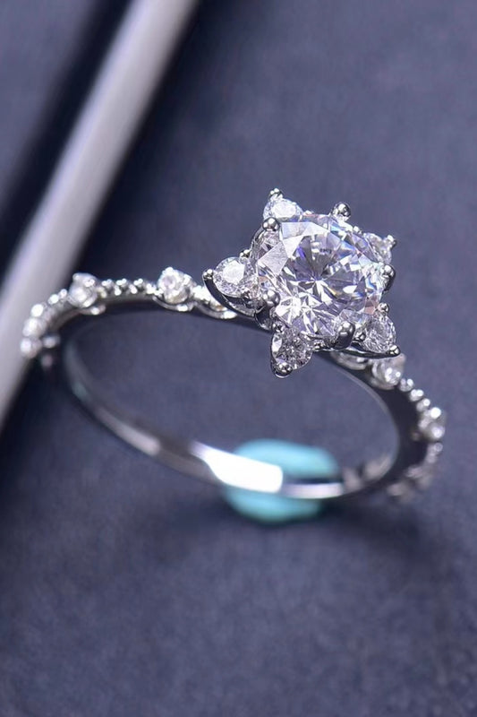 1 Carat Moissanite 6-Prong Ring in Silver - women's ring