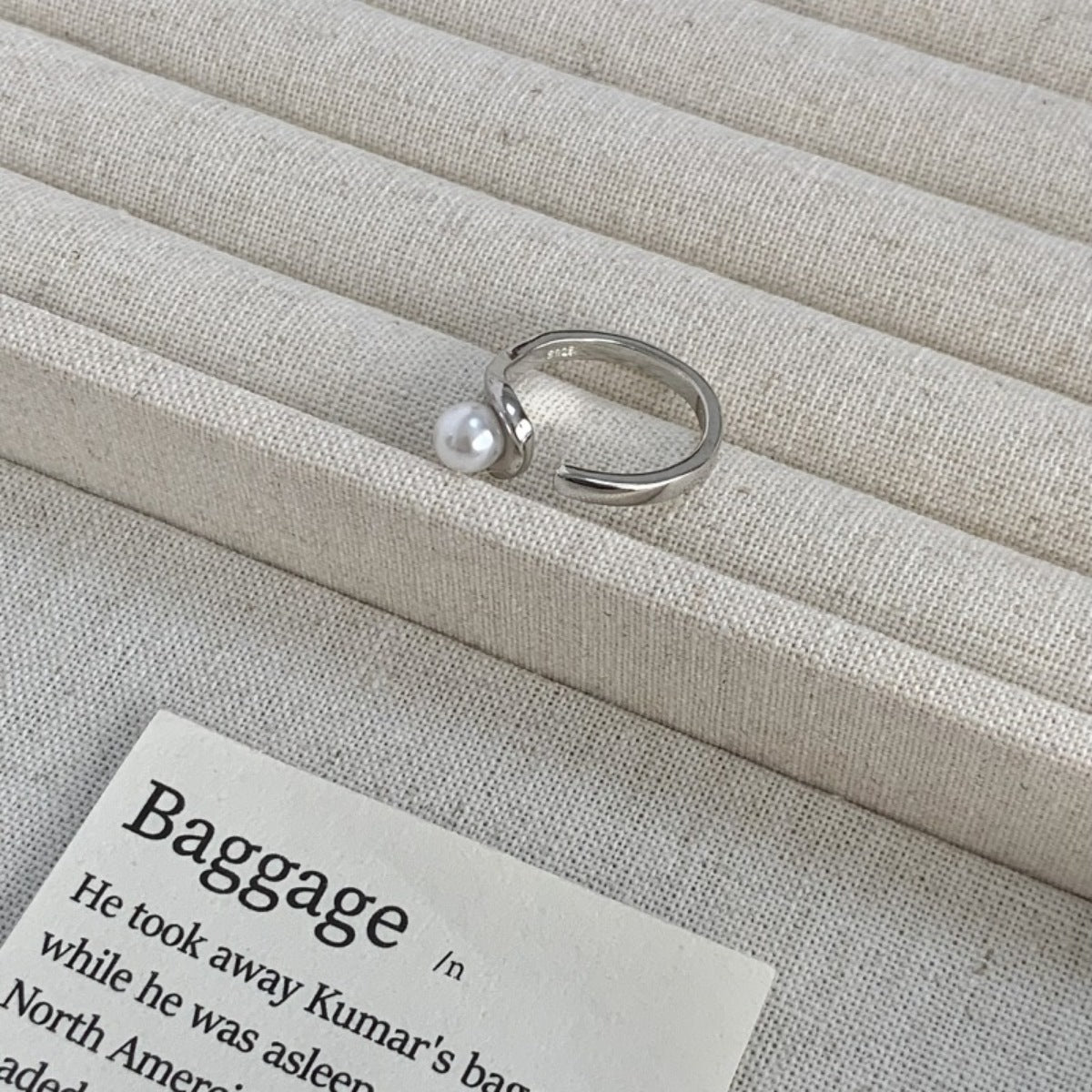 Pearl Accent Open Cuff Ring - alternate ring view