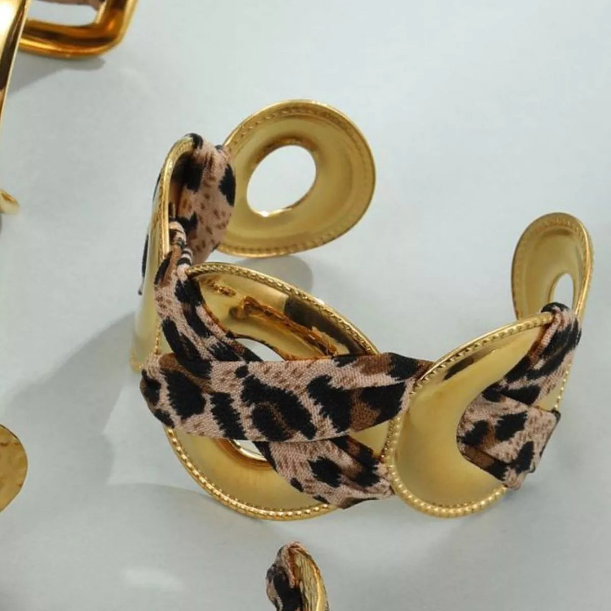 Leopard Ribbon 18K Gold-Plated Open Bracelet - alternate jewelry view