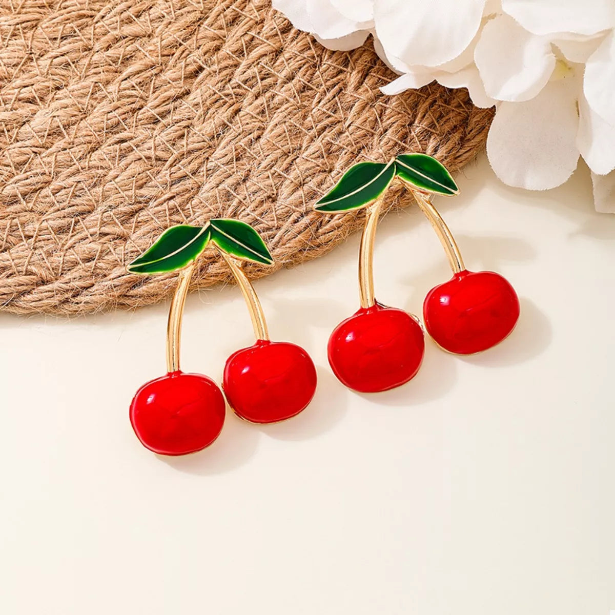 18K Gold-Plated Cherry Earrings - alternate earring view