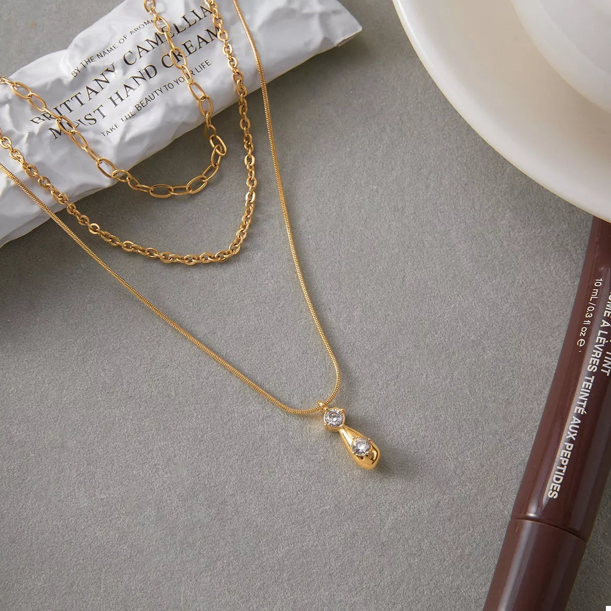 Three Layered Pendant Necklace - alternate necklace view