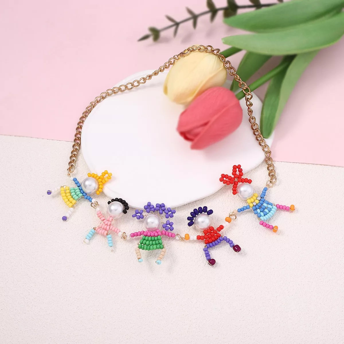18K Gold-Plated Bead Charm Necklace - alternate necklace view