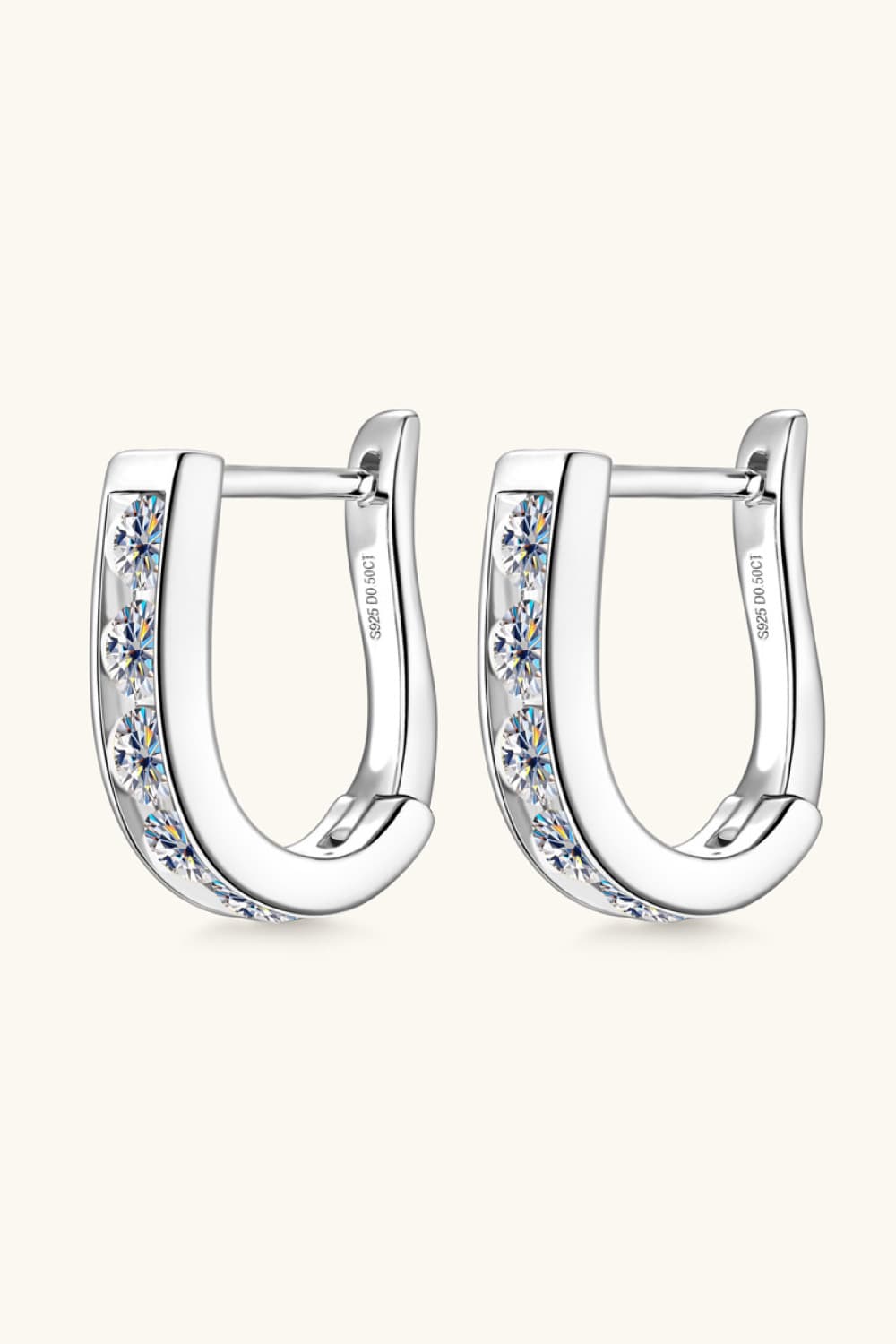 1 Carat Moissanite Sterling Silver Earrings - alternate earring view