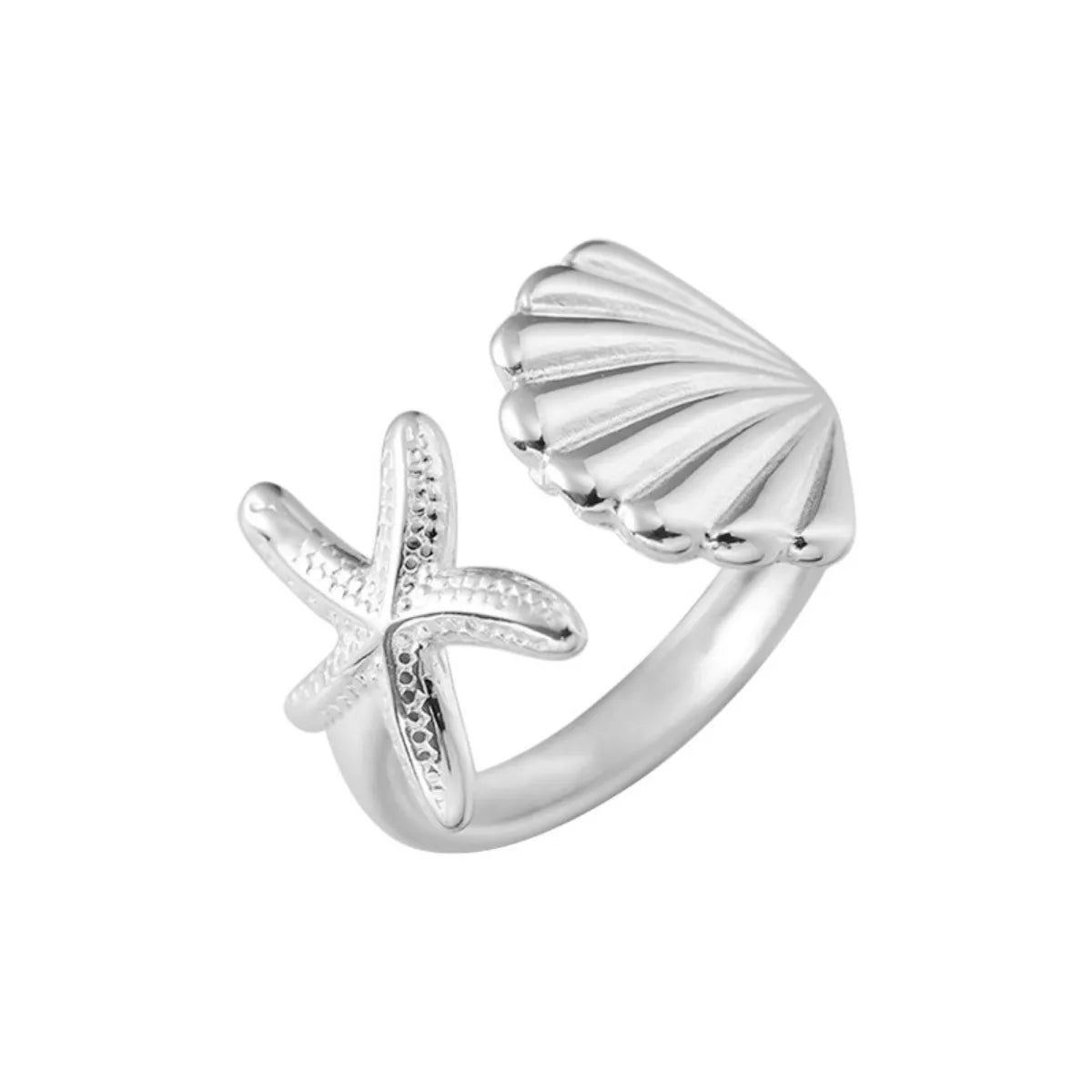 Starfish & Seashell Open Ring - alternate ring view