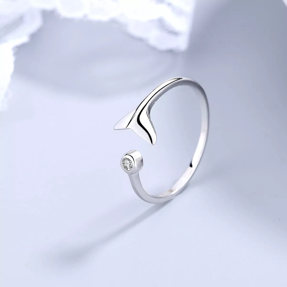 Sterling Silver Whale Tail Ring - alternate ring view