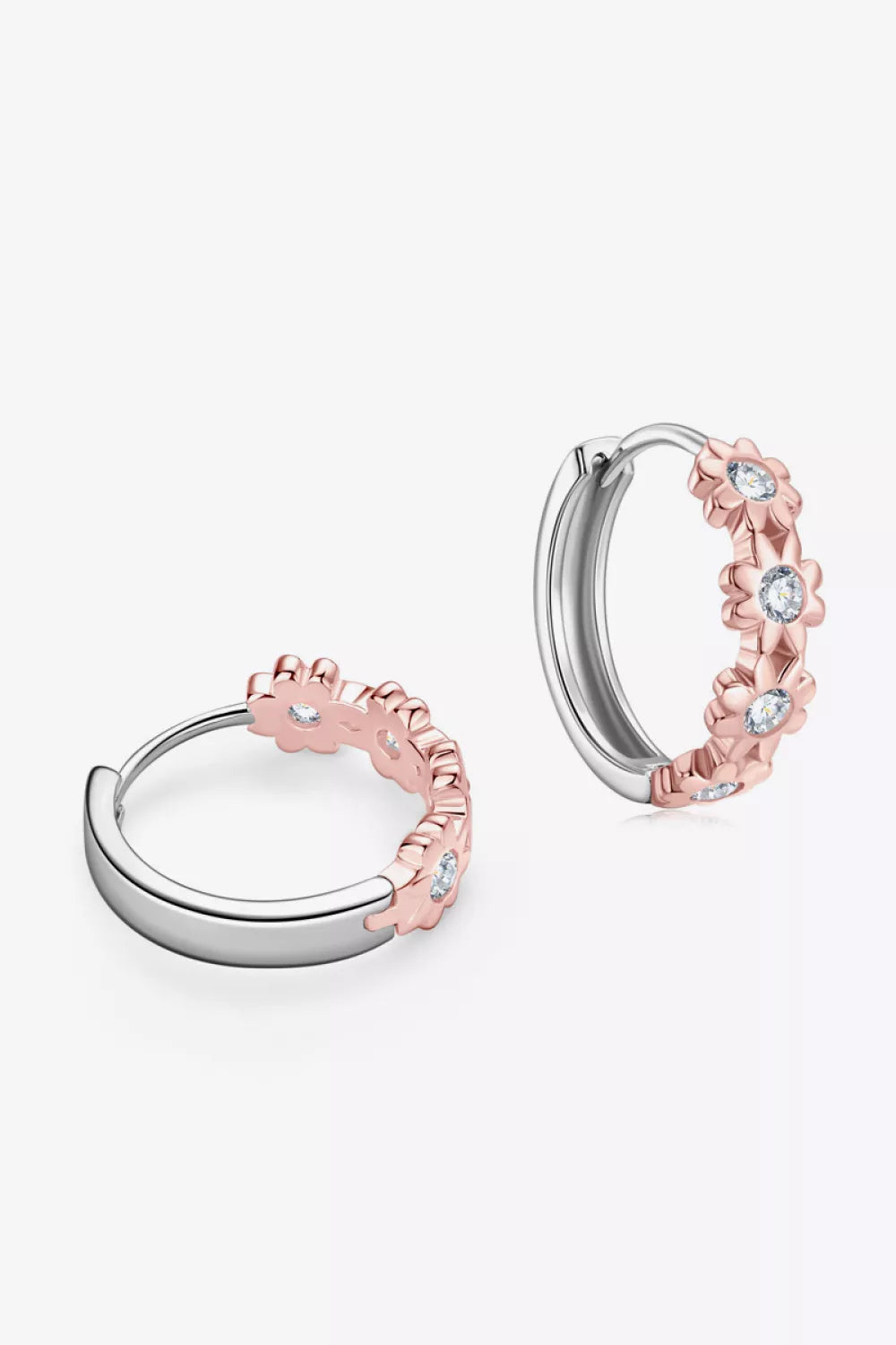 Moissanite Sterling Silver Huggie Earrings - alternate earring view