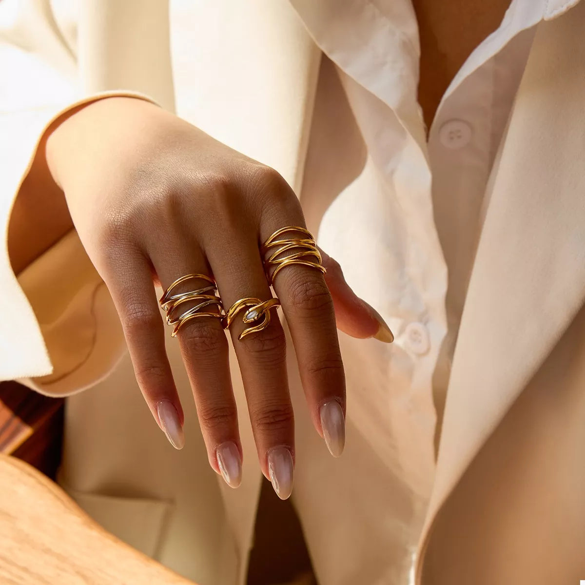 Two-Tone Open Ring - alternate ring view