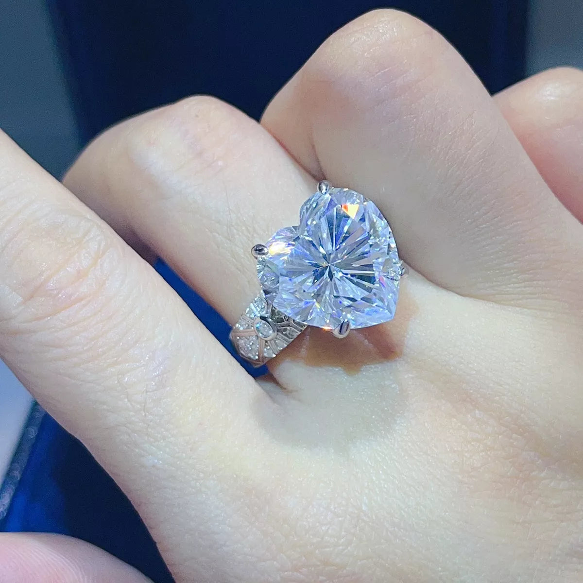 10 Carat Sterling Silver Moissanite Ring in Silver - women's ring