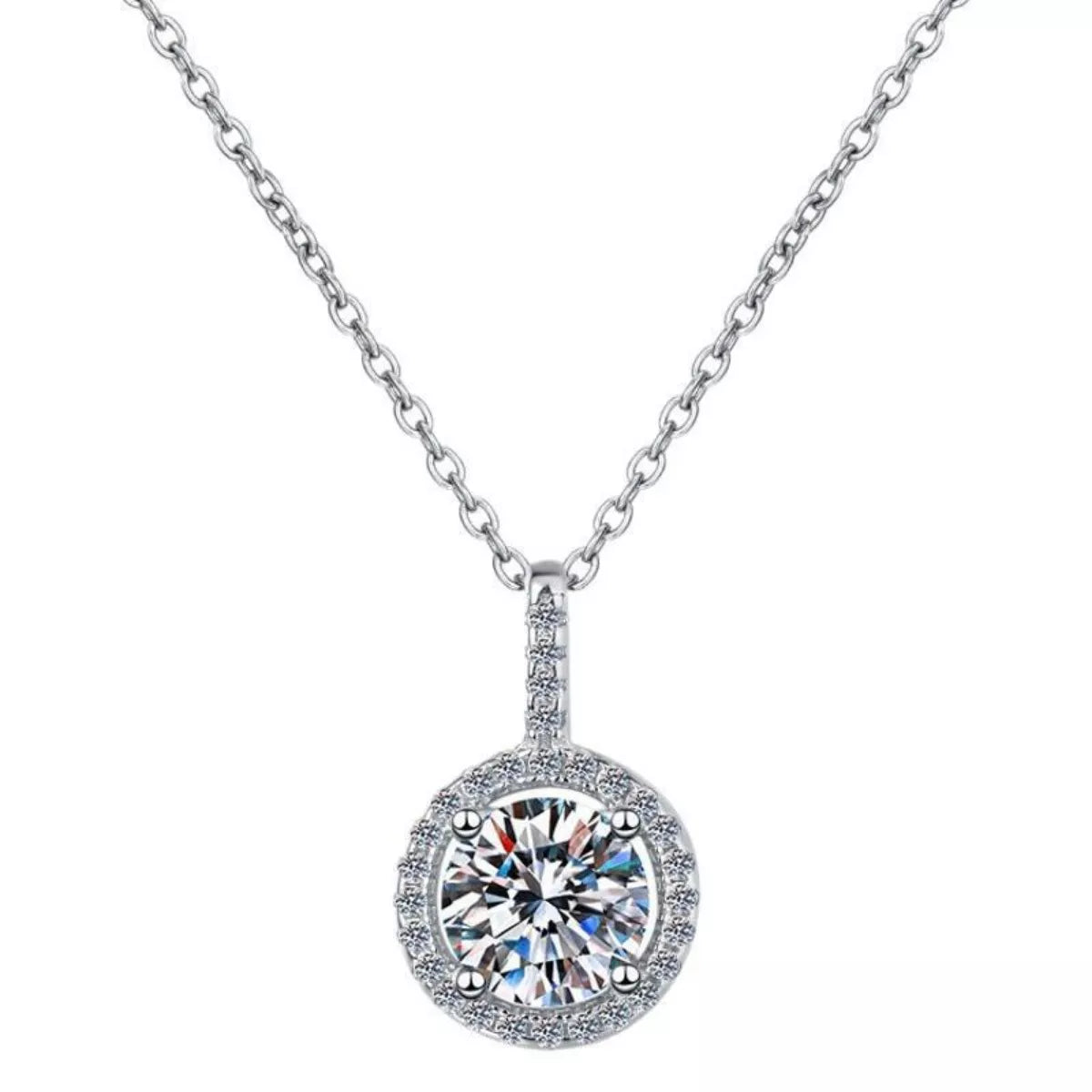 2 Carat Moissanite Pendant Necklace - alternate necklace view