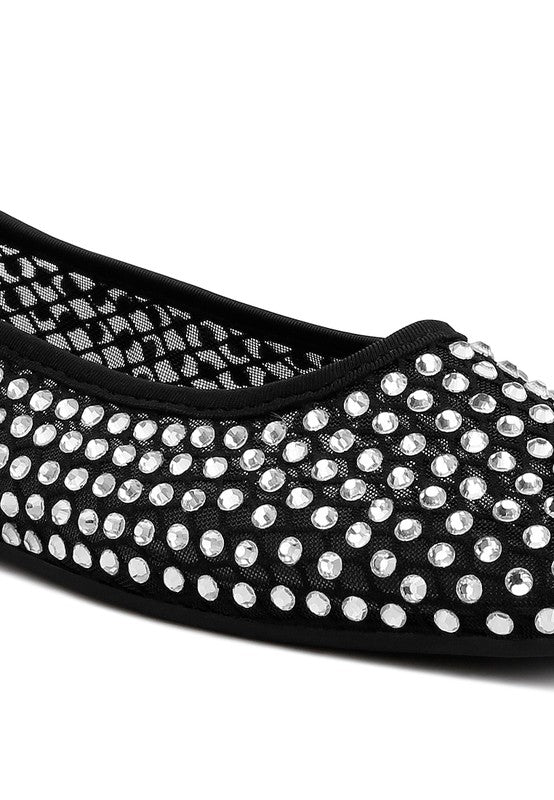 Mesh Rhinestone Ballerinas