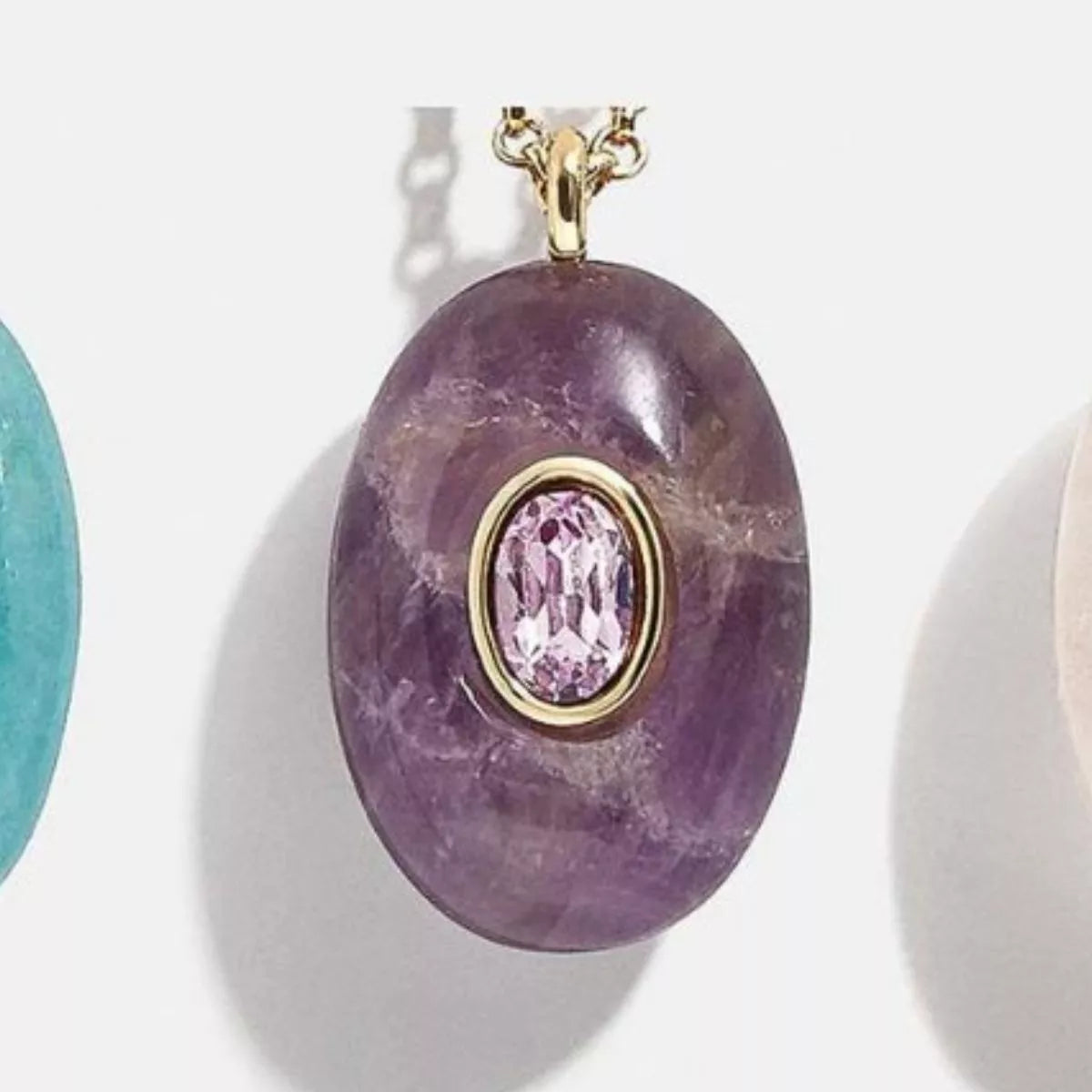 Natural Stone Pendant Necklace in Moss - women's pendant necklace