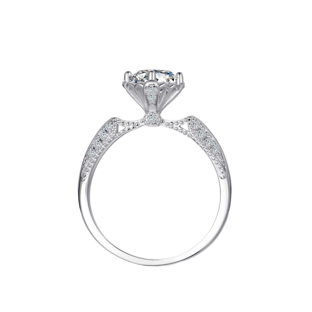 1 Carat Moissanite Sterling Silver Ring in Silver - women's ring