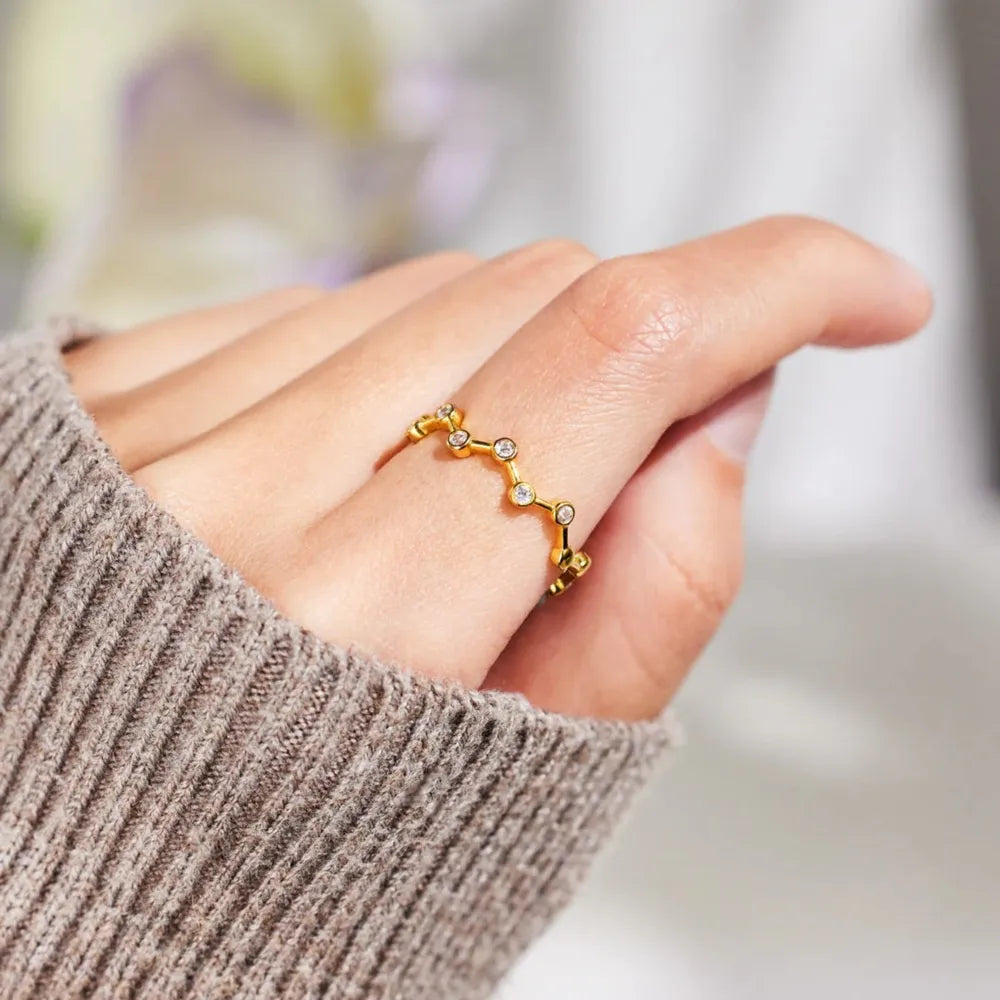 18K Gold-Plated Sterling Silver Zircon Ring in Gold - women's ring