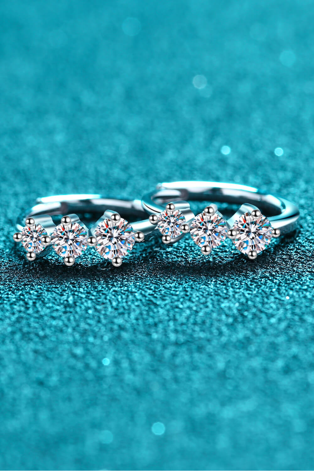 Sterling Silver Moissanite Huggie Earrings - alternate earring view