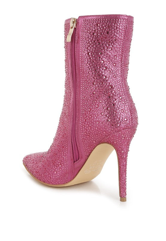 Rhinestones Embellished Ankle Boots