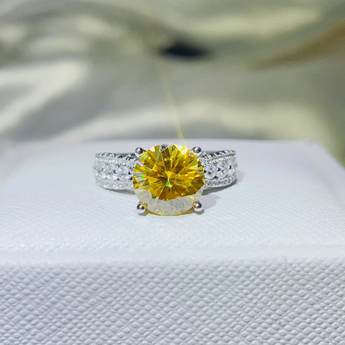 3 Carat Moissanite Sterling Silver Ring in Yellow - women's ring