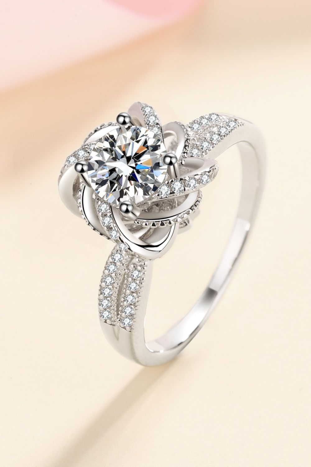 1 Carat Moissanite Sterling Silver Ring in Silver - women's ring