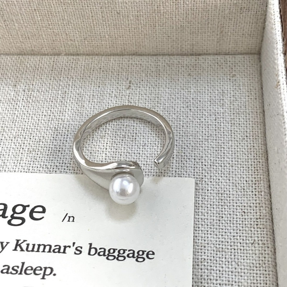 Pearl Accent Open Cuff Ring - alternate ring view