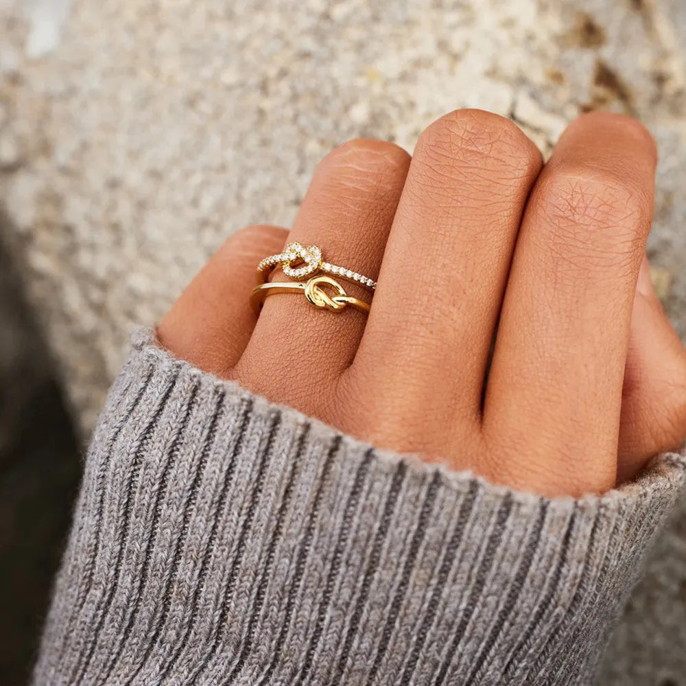 Sterling Silver Double-Layered Knot Ring - alternate ring view