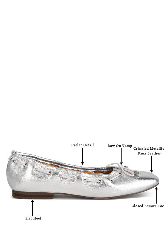 Metallic Eyelet Detail Ballerinas