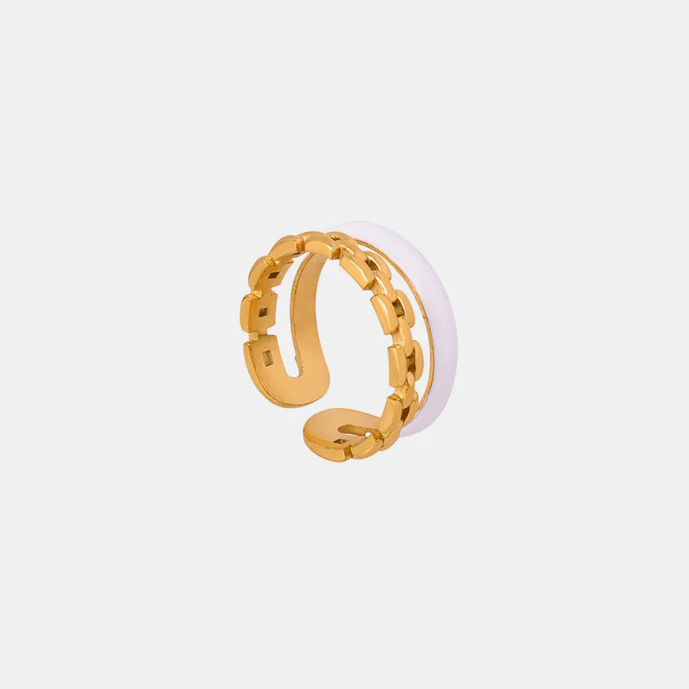 Enamel 18K Gold-Plated Open Ring in White - women's open ring