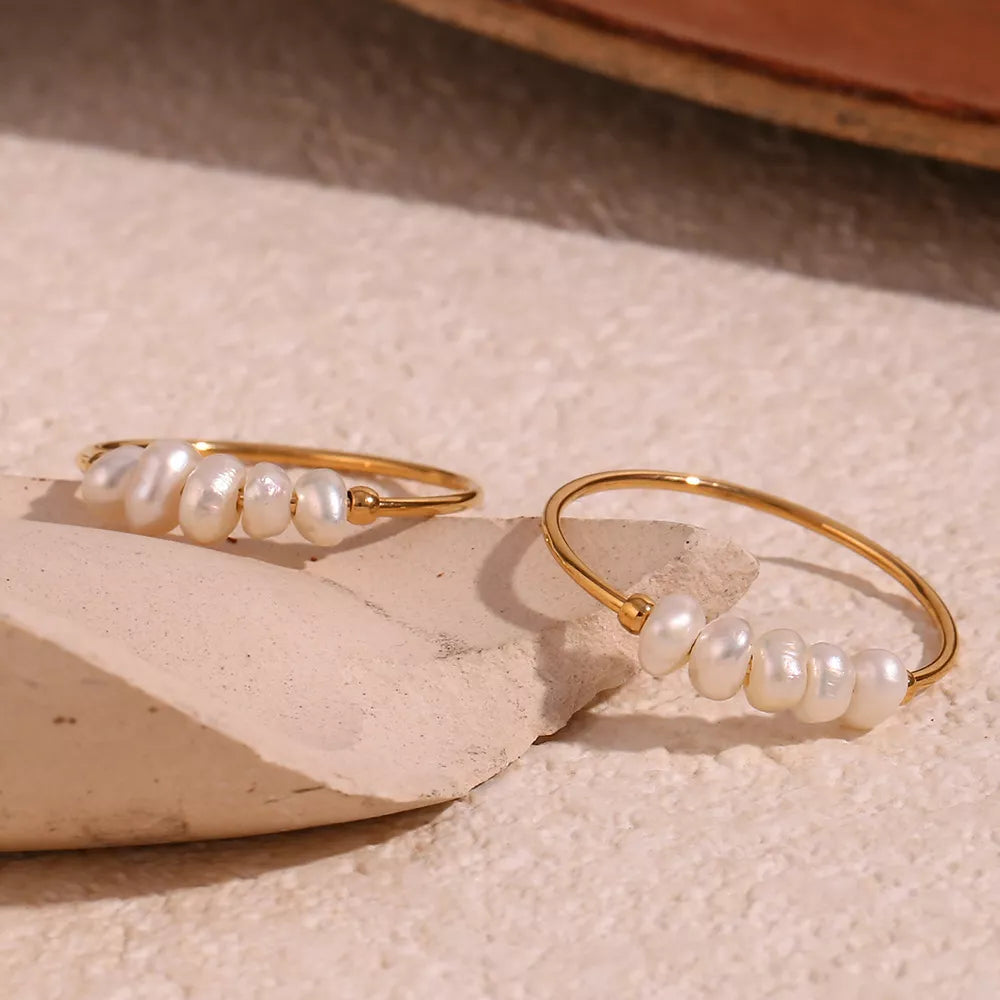 18K Gold-Plated Baroque Pearl Ring - alternate ring view