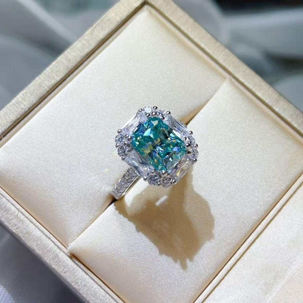 3 Carat Moissanite Sterling Silver Ring in Silver - women's ring