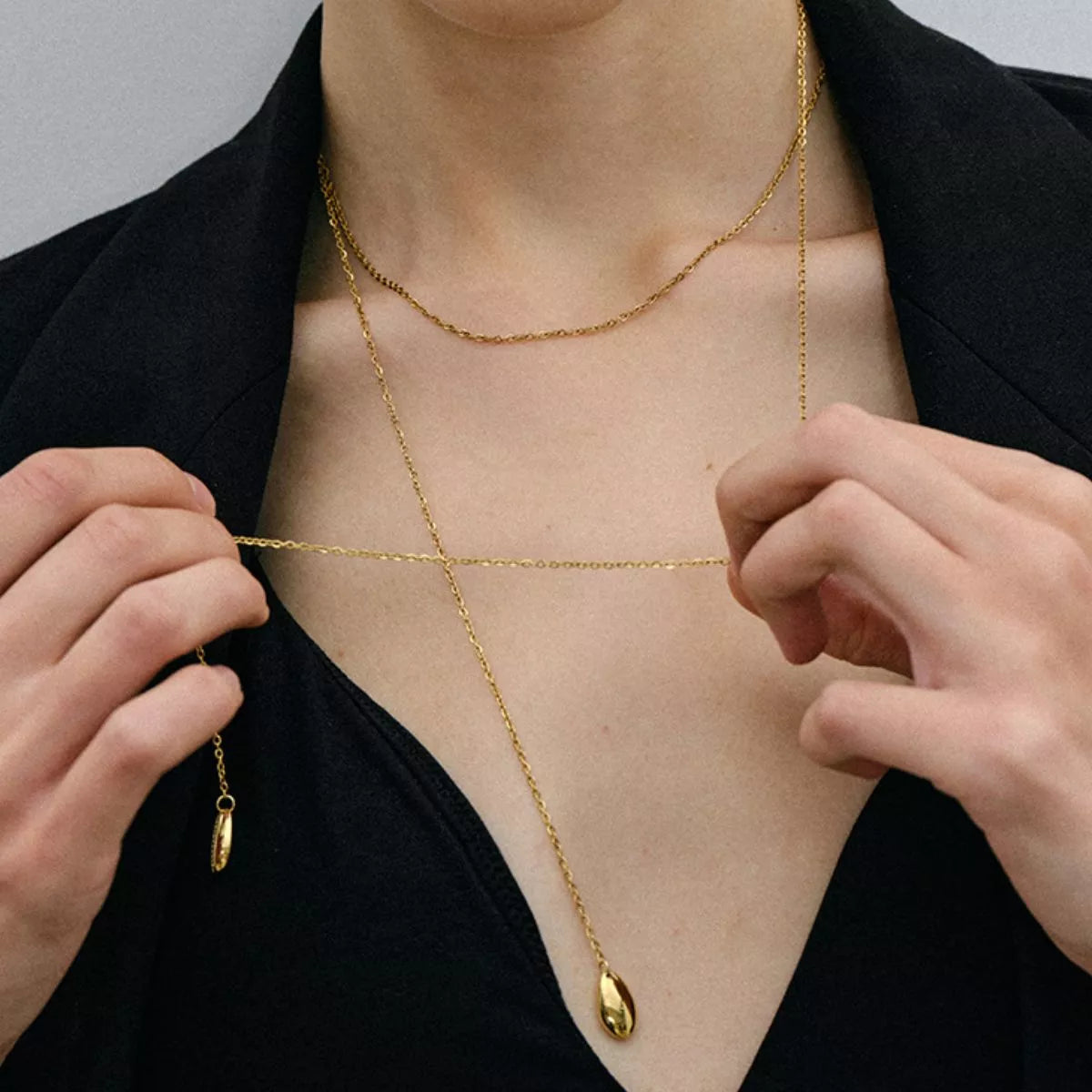 18K Gold-Plated Y-Shaped Necklace - alternate necklace view
