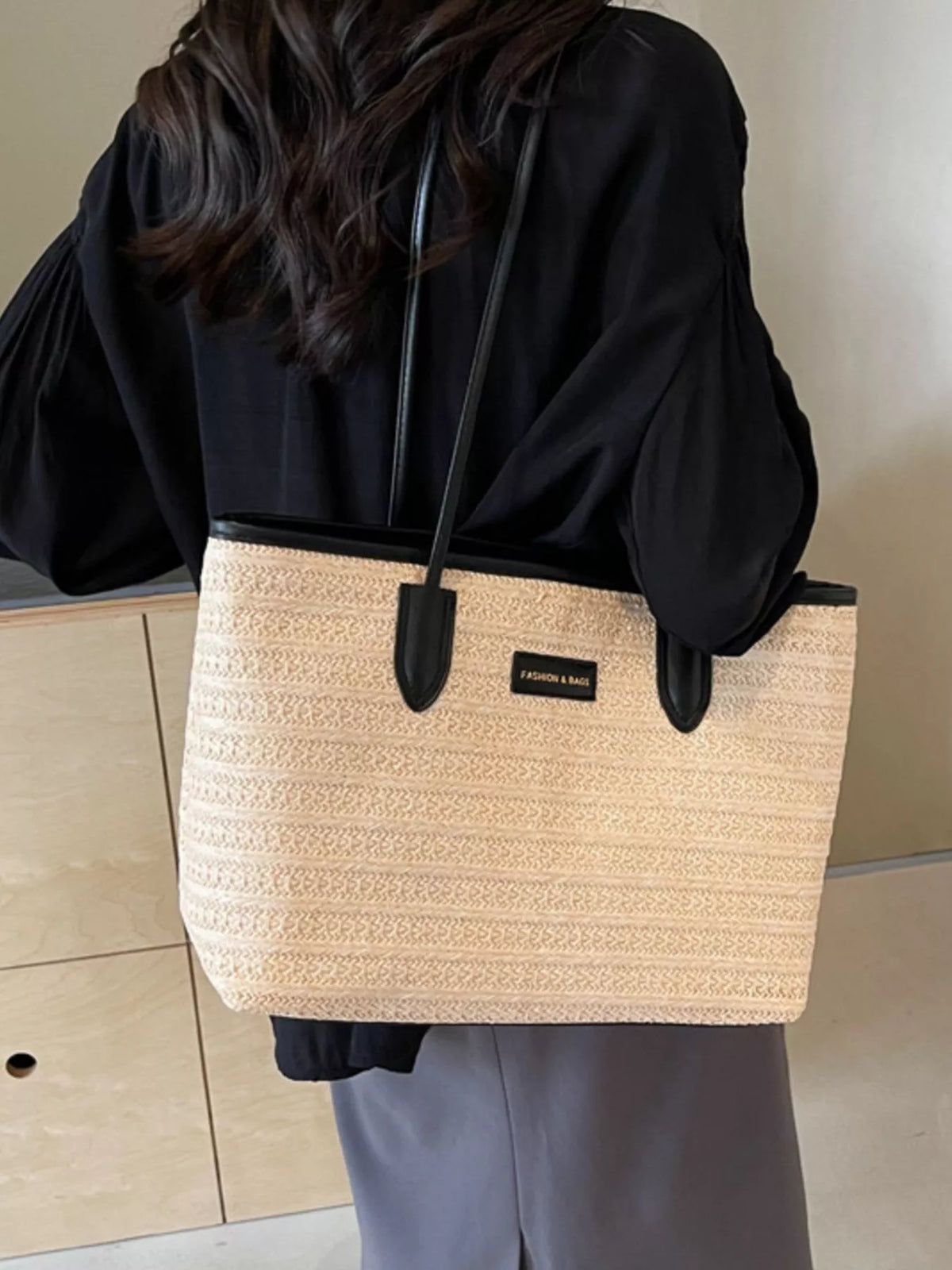 Woven Straw Tote Bag - alternate product view