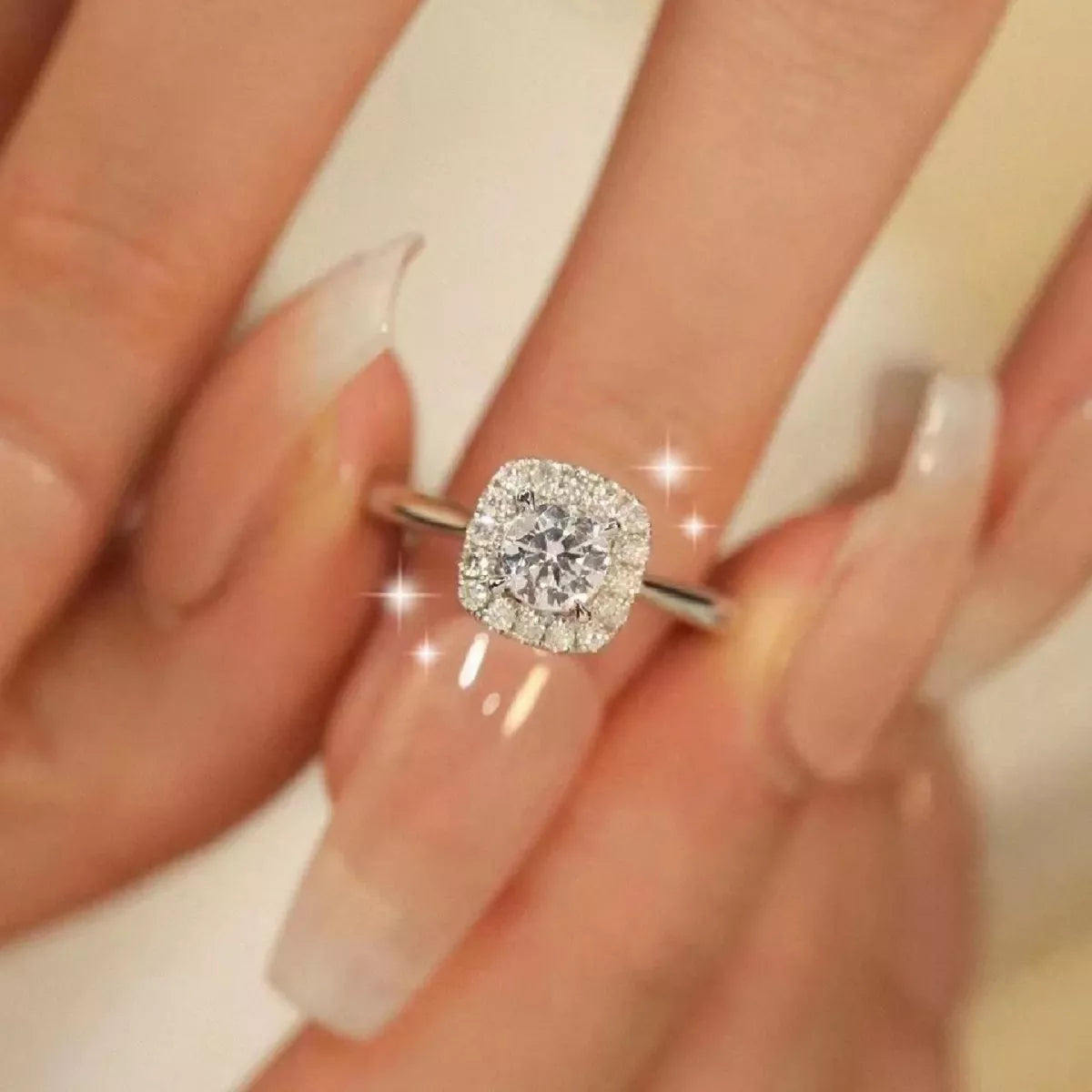 1 Carat Sterling Silver Moissanite Square Ring in Silver - women's ring