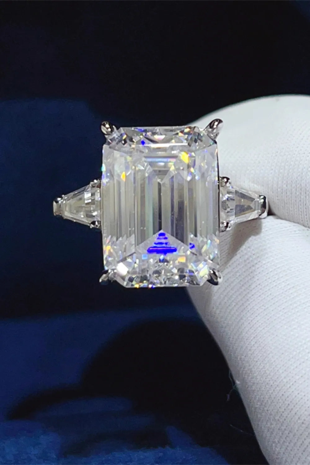 10 Carat Moissanite Sterling Silver Ring in Silver - women's ring
