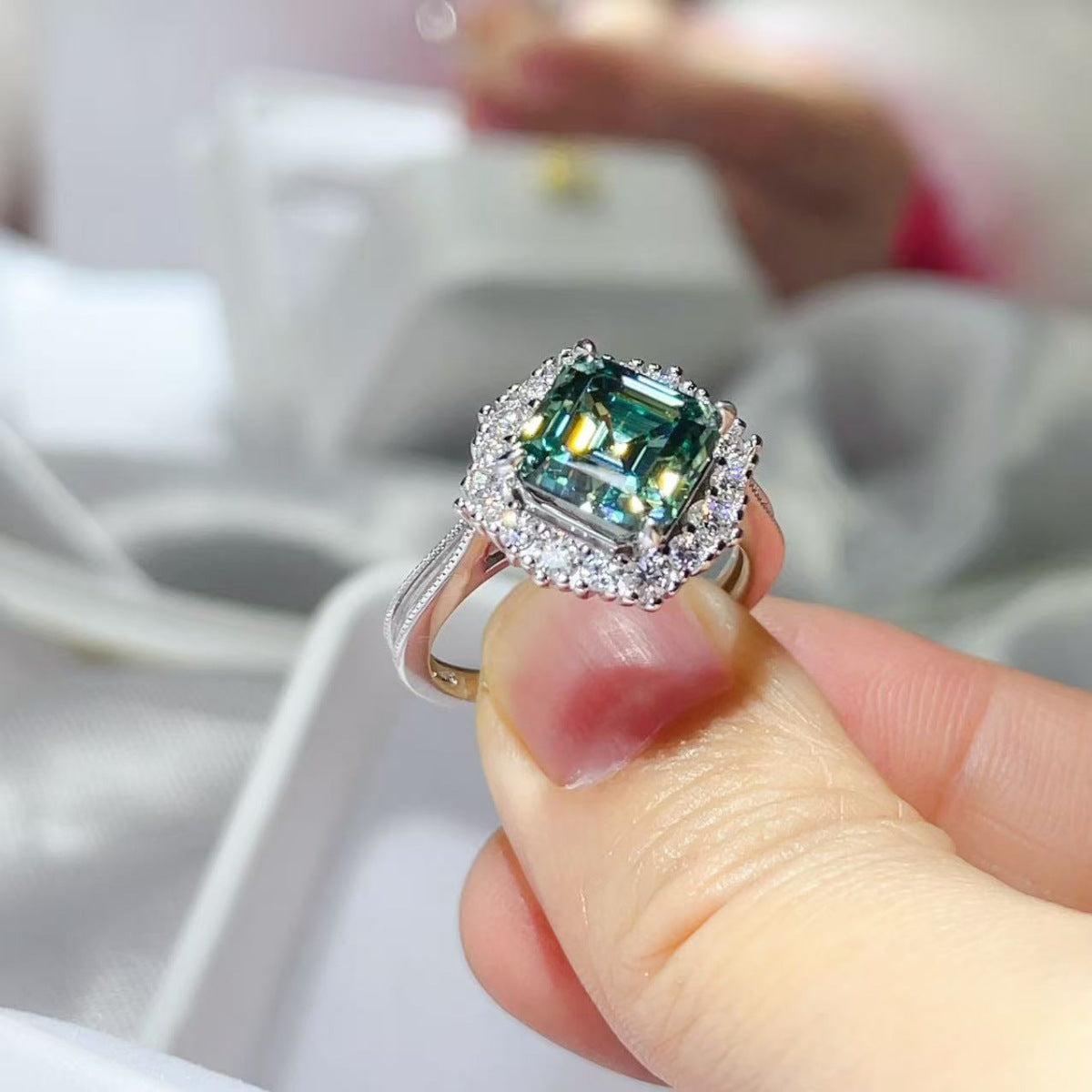 3 Carat Moissanite Sterling Silver Ring in Silver - women's ring