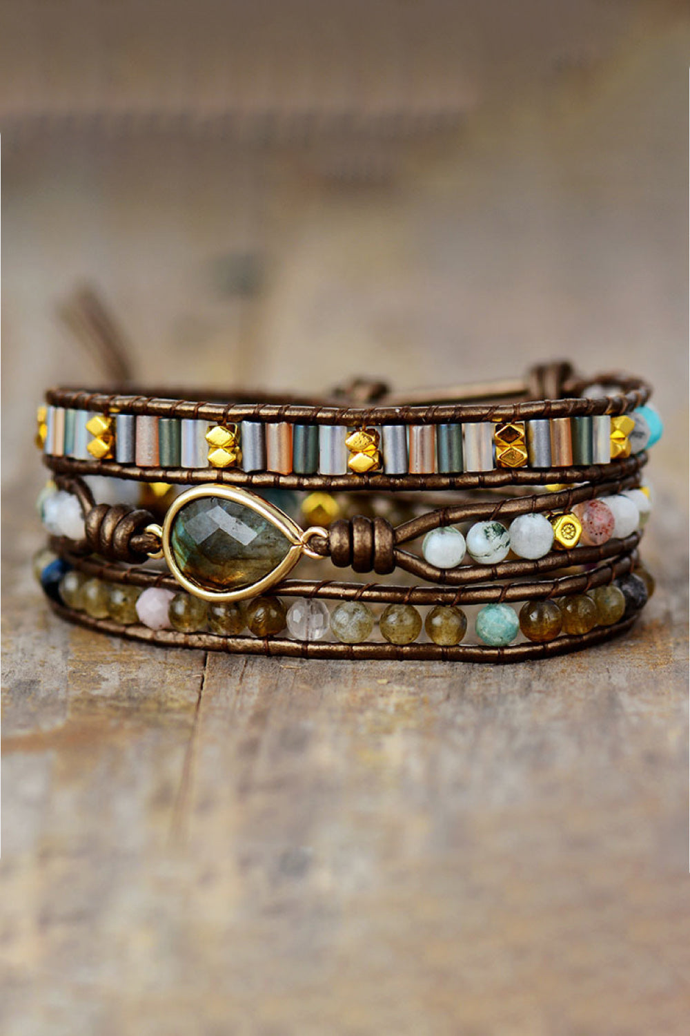 Handmade Triple Layer Beaded Bracelet - alternate jewelry view