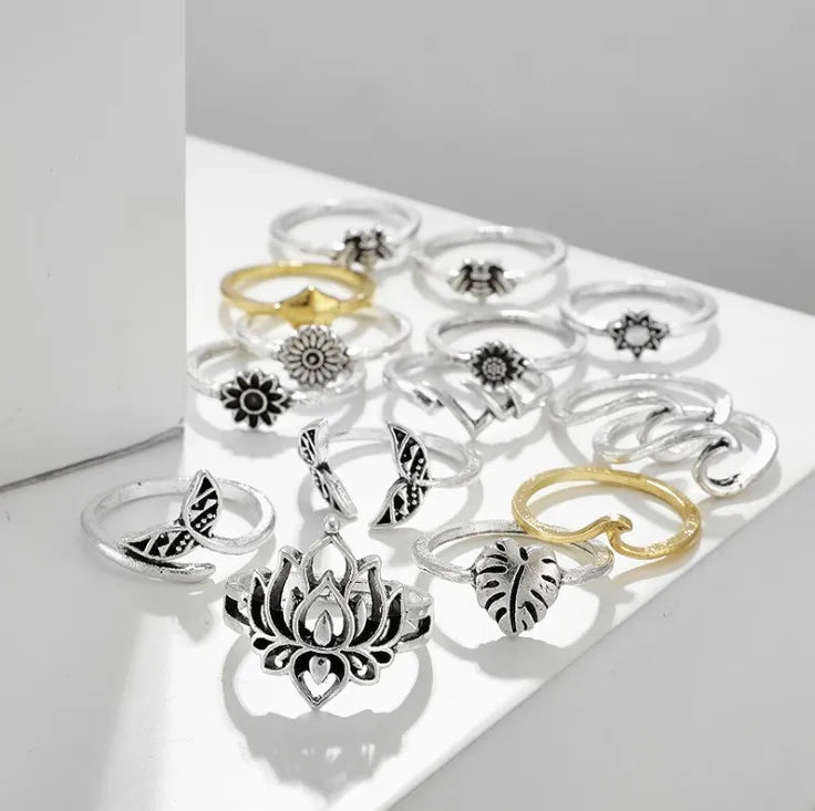 Alloy Multi Shapes 15-Piece Ring Set - alternate ring view