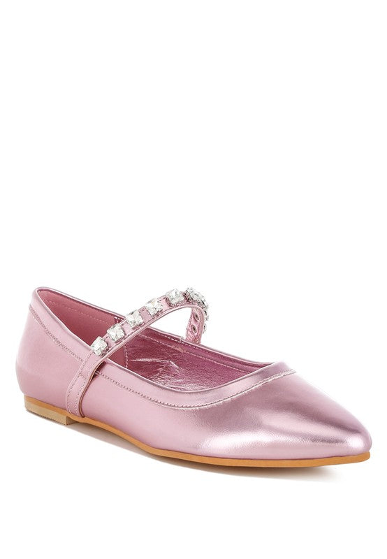 Diamante Metallic Ballerinas