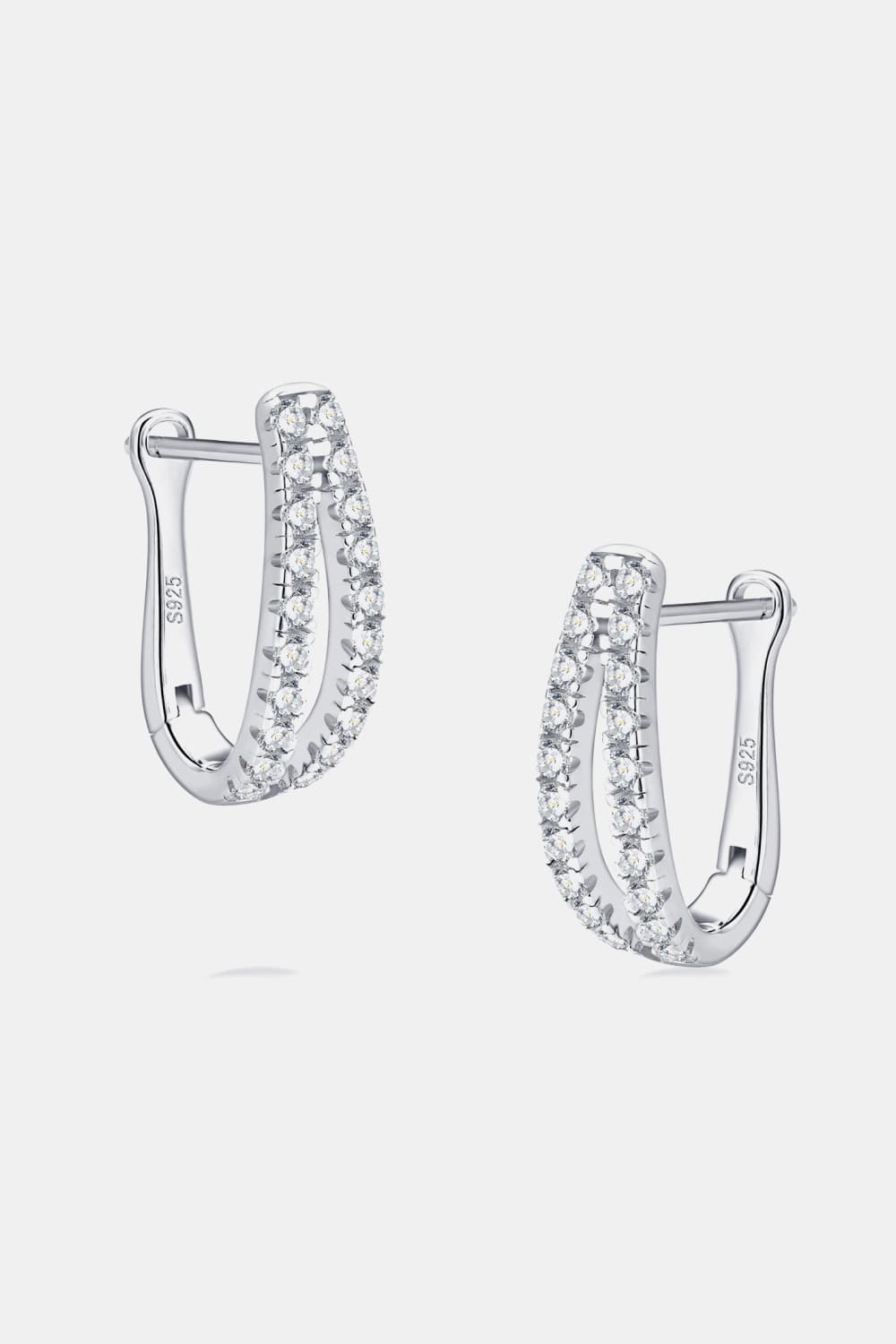 Moissanite Sterling Silver Earrings - alternate earring view