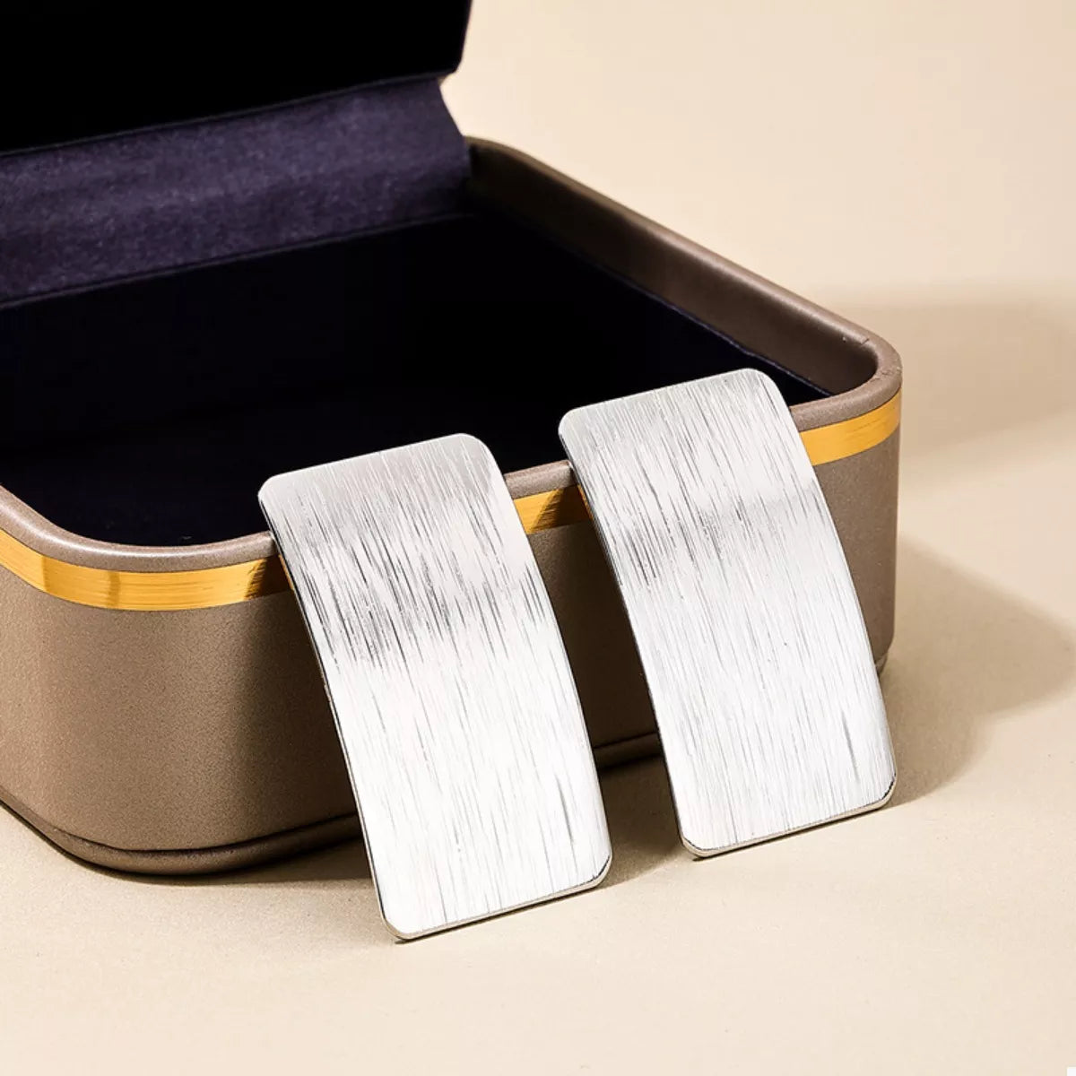 18K Gold-Plated Rectangle Earrings - alternate earring view