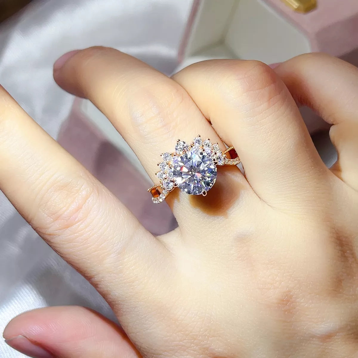 3 Carat Sterling Silver Moissanite Ring in Gold - women's ring
