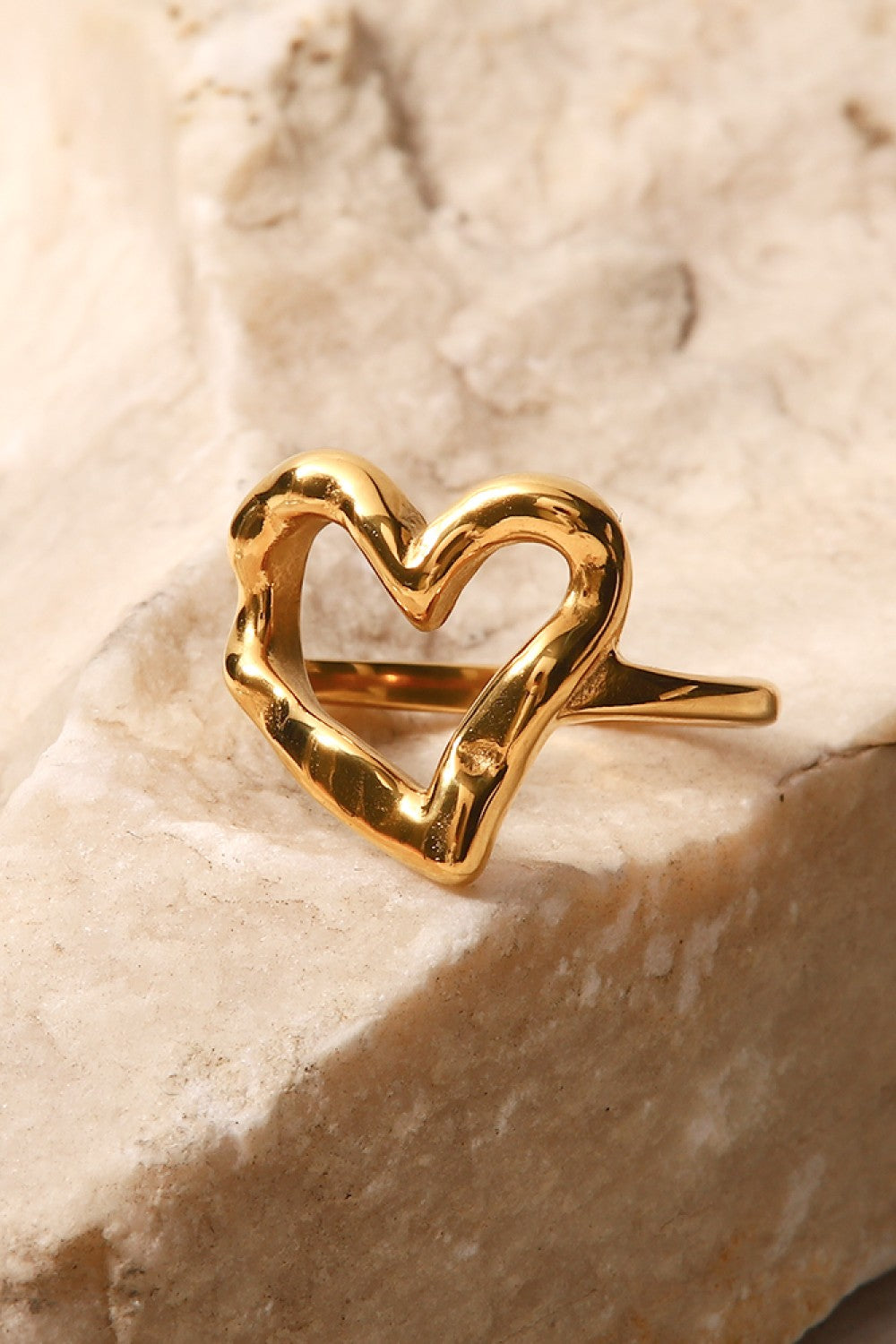 18K Gold-Plated Heart-Shaped Ring - alternate ring view