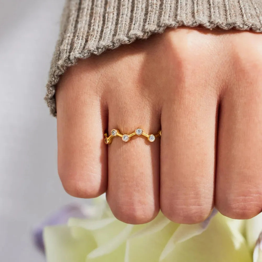 18K Gold-Plated Sterling Silver Zircon Ring in Gold - women's ring