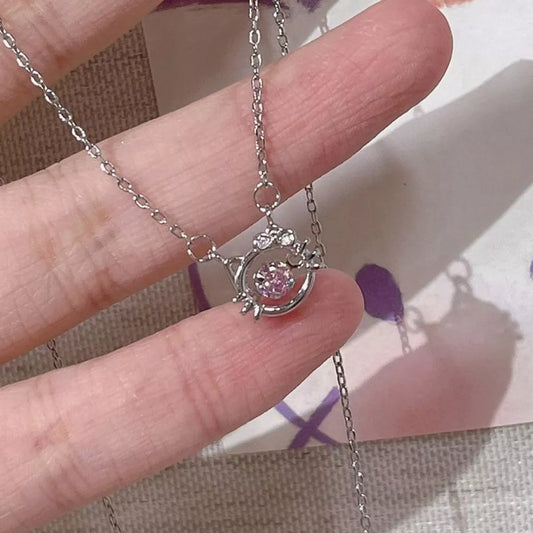 Sterling Silver Cat Necklace in Silver - women's necklace