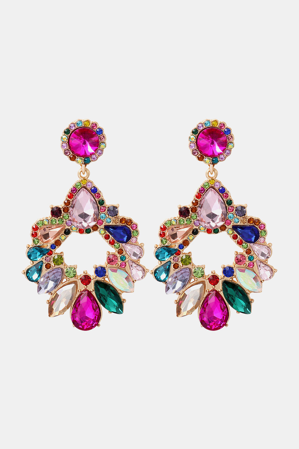 Zinc Alloy Frame Glass Stone Dangle Earrings in Multicolor - women's dangle earrings