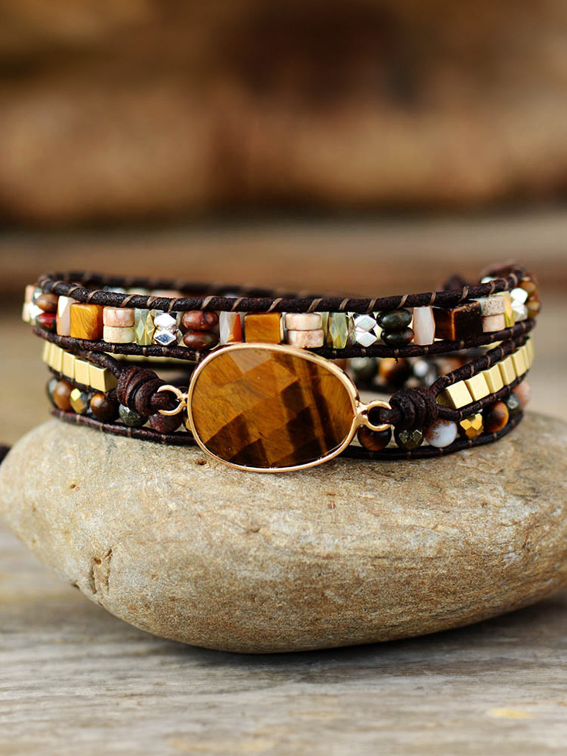 Geometrical Shape Triple-Layer Bracelet - alternate jewelry view